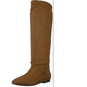 Clarks Indigo Road Waren Tall Boots 7.5 Brown Tan NWT Slouch Western Vegan Suede